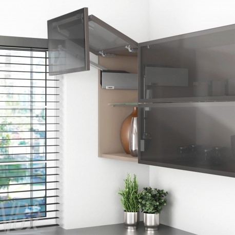 AVENTOS HF top підіймальна система, механізм F25, важіль F32, фасад вуз.алюм.проф., сірі заглушки