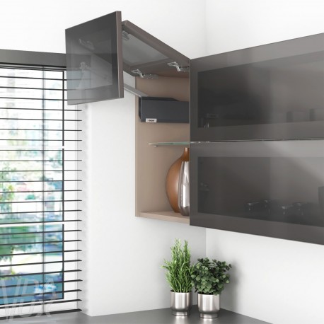 AVENTOS HF top підіймальна система, механізм F25, важіль F35, фасад шир.алюм.проф., темно-сірі заглушки