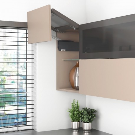 AVENTOS HF top підіймальна система, механізм F25, важіль F35, фасад шир.алюм.проф. і дер., темно-сірі заглушки