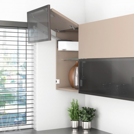 AVENTOS HF top підіймальна система, механізм F25, важіль F32, фасад дер. і вуз.алюм.проф., білі заглушки, SERVO-DRIVE