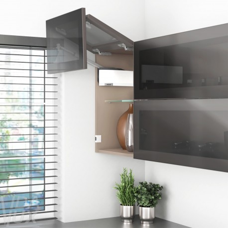 AVENTOS HF top підіймальна система, механізм F25, важіль F32, фасад шир.алюм.проф., білі заглушки, SERVO-DRIVE