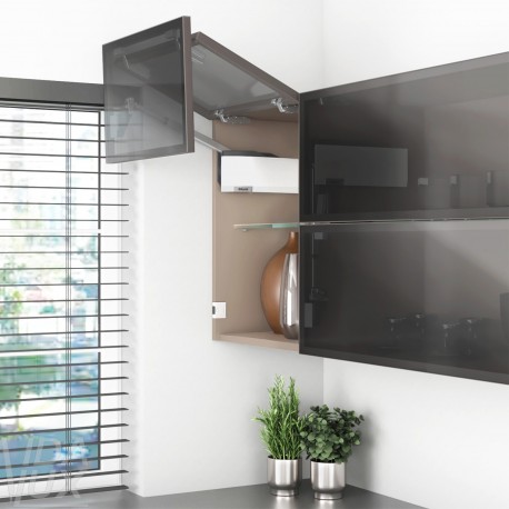 AVENTOS HF top підіймальна система, механізм F25, важіль F32, фасад вуз.алюм.проф., білі заглушки, SERVO-DRIVE