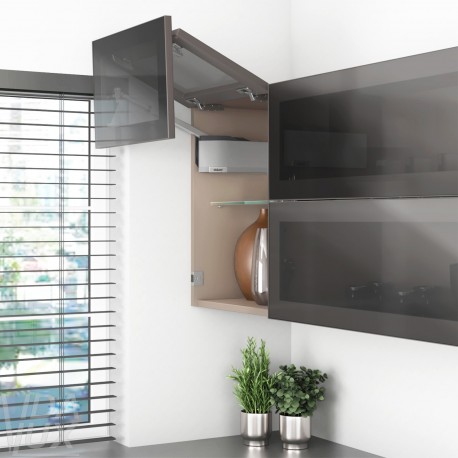 AVENTOS HF top підіймальна система, механізм F25, важіль F32, фасад шир.алюм.проф., сірі заглушки, SERVO-DRIVE