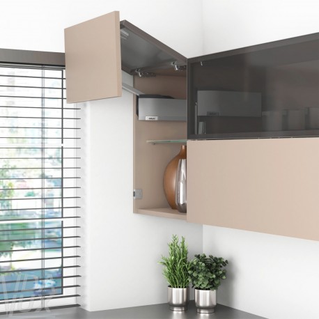 AVENTOS HF top підіймальна система, механізм F25, важіль F35, фасад вуз.алюм.проф. і дер., сірі заглушки, SERVO-DRIVE