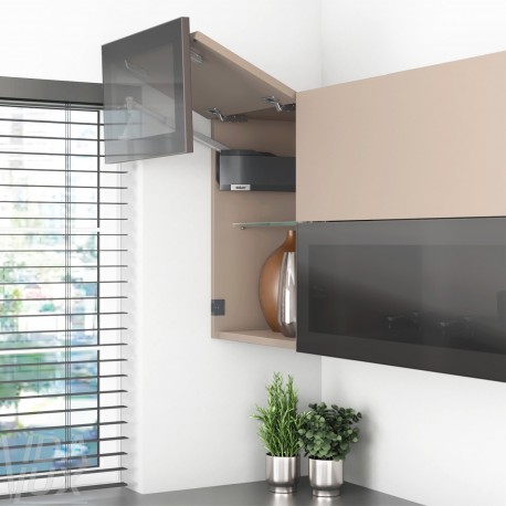 AVENTOS HF top підіймальна система, механізм F25, важіль F35, фасад дер. і шир.алюм.проф., темно-сірі заглушки, SERVO-DRIVE
