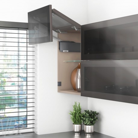 AVENTOS HF top підіймальна система, механізм F25, важіль F32, фасад шир.алюм.проф., темно-сірі заглушки, SERVO-DRIVE