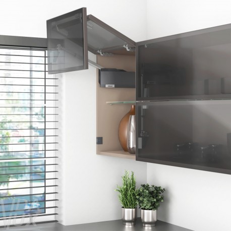 AVENTOS HF top підіймальна система, механізм F25, важіль F32, фасад вуз.алюм.проф., темно-сірі заглушки, SERVO-DRIVE