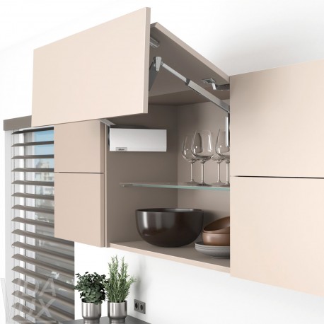 AVENTOS HF top підіймальна система, механізм F28, важіль F39, дерев`яний фасад, білі заглушки