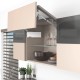 AVENTOS HF top підіймальна система, механізм F28, важіль F39, фасад шир.алюм.проф. і дер., білі заглушки