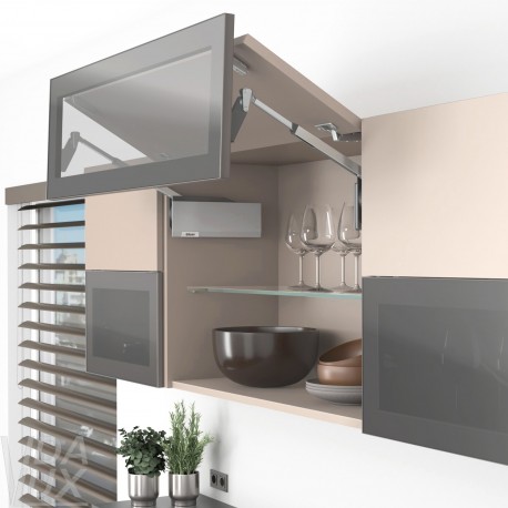 AVENTOS HF top підіймальна система, механізм F25, важіль F32, фасад дер. і шир.алюм.проф., сірі заглушки