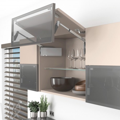 AVENTOS HF top підіймальна система, механізм F25, важіль F35, фасад дер. і вуз.алюм.проф., сірі заглушки