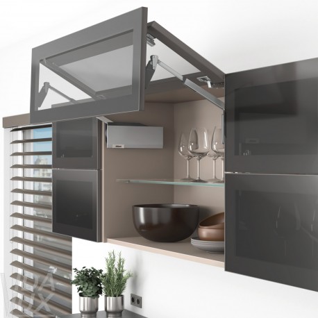 AVENTOS HF top підіймальна система, механізм F25, важіль F35, фасад шир.алюм.проф., сірі заглушки