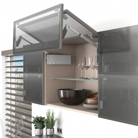 AVENTOS HF top підіймальна система, механізм F25, важіль F39, фасад вуз.алюм.проф., сірі заглушки