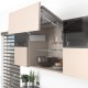 AVENTOS HF top підіймальна система, механізм F28, важіль F39, фасад вуз.алюм.проф. і дер., сірі заглушки