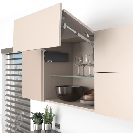 AVENTOS HF top підіймальна система, механізм F25, важіль F35, дерев`яний фасад, темно-сірі заглушки