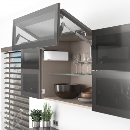 AVENTOS HF top підіймальна система, механізм F25, важіль F35, фасад шир.алюм.проф., білі заглушки, SERVO-DRIVE