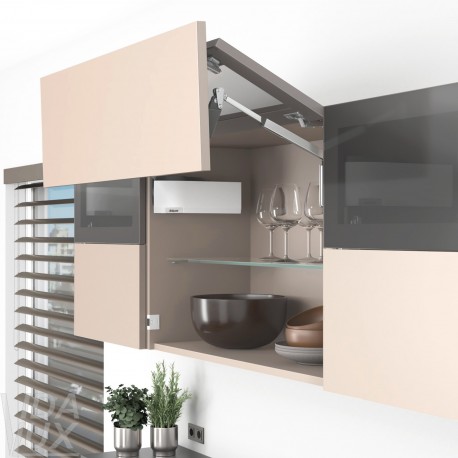 AVENTOS HF top підіймальна система, механізм F25, важіль F32, фасад шир.алюм.проф. і дер., білі заглушки, SERVO-DRIVE