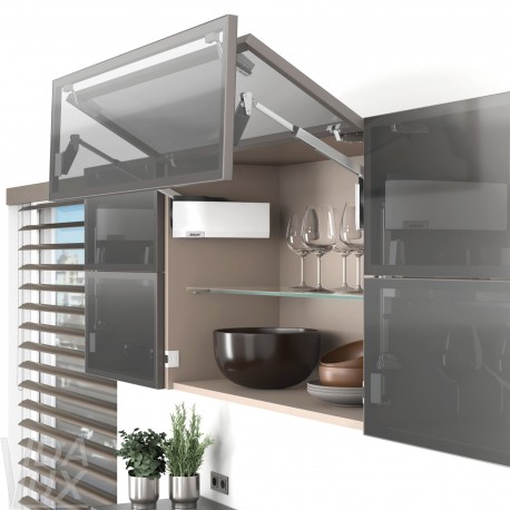 AVENTOS HF top підіймальна система, механізм F28, важіль F39, фасад вуз.алюм.проф., білі заглушки, SERVO-DRIVE