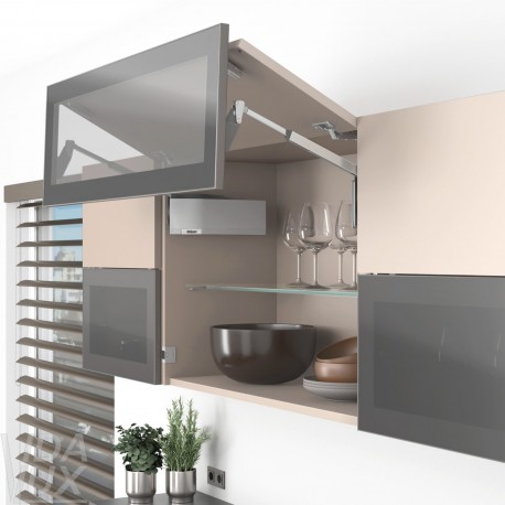 AVENTOS HF top підіймальна система, механізм F25, важіль F32, фасад дер. і шир.алюм.проф., сірі заглушки, SERVO-DRIVE