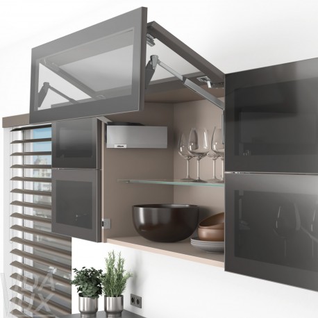AVENTOS HF top підіймальна система, механізм F28, важіль F39, фасад шир.алюм.проф., сірі заглушки, SERVO-DRIVE