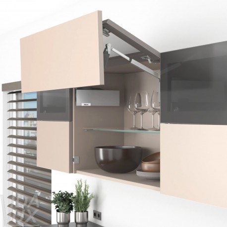AVENTOS HF top підіймальна система, механізм F25, важіль F39, фасад шир.алюм.проф. і дер., сірі заглушки, SERVO-DRIVE