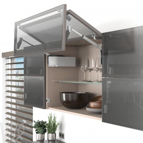 AVENTOS HF top підіймальна система, механізм F25, важіль F32, фасад вуз.алюм.проф., сірі заглушки, SERVO-DRIVE