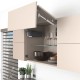 AVENTOS HF top підіймальна система, механізм F25, важіль F35, дерев`яний фасад, темно-сірі заглушки, SERVO-DRIVE