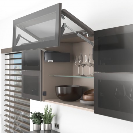 AVENTOS HF top підіймальна система, механізм F25, важіль F39, фасад шир.алюм.проф., темно-сірі заглушки, SERVO-DRIVE