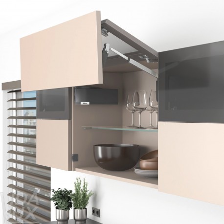 AVENTOS HF top підіймальна система, механізм F28, важіль F39, фасад шир.алюм.проф. і дер., темно-сірі заглушки, SERVO-DRIVE