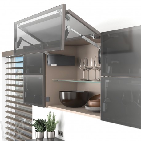 AVENTOS HF top підіймальна система, механізм F28, важіль F39, фасад вуз.алюм.проф., темно-сірі заглушки, SERVO-DRIVE