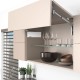 AVENTOS HF top підіймальна система, механізм F25, важіль F32, дерев`яний фасад, білі заглушки
