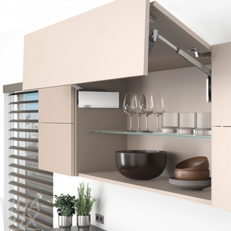 AVENTOS HF top підіймальна система, механізм F25, важіль F39, дерев`яний фасад, білі заглушки
