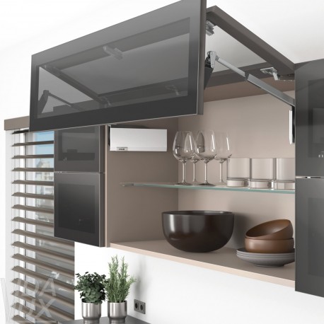 AVENTOS HF top підіймальна система, механізм F25, важіль F32, фасад шир.алюм.проф., білі заглушки