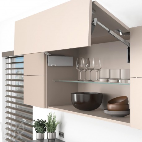 AVENTOS HF top підіймальна система, механізм F25, важіль F39, дерев`яний фасад, сірі заглушки