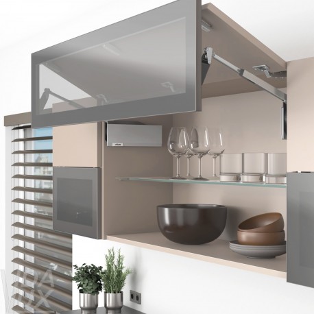 AVENTOS HF top підіймальна система, механізм F25, важіль F35, фасад дер. і шир.алюм.проф., сірі заглушки