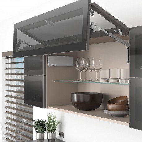AVENTOS HF top підіймальна система, механізм F28, важіль F39, фасад шир.алюм.проф., сірі заглушки