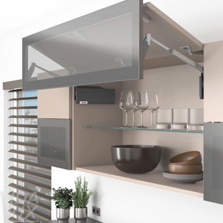 AVENTOS HF top підіймальна система, механізм F25, важіль F35, фасад дер. і шир.алюм.проф., темно-сірі заглушки