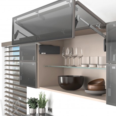 AVENTOS HF top підіймальна система, механізм F28, важіль F39, фасад вуз.алюм.проф., темно-сірі заглушки