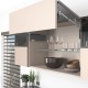 AVENTOS HF top підіймальна система, механізм F25, важіль F39, фасад вуз.алюм.проф. і дер., темно-сірі заглушки