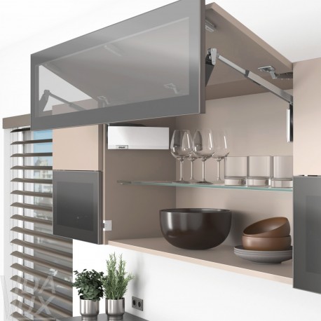 AVENTOS HF top підіймальна система, механізм F25, важіль F39, фасад дер. і шир.алюм.проф., білі заглушки, SERVO-DRIVE