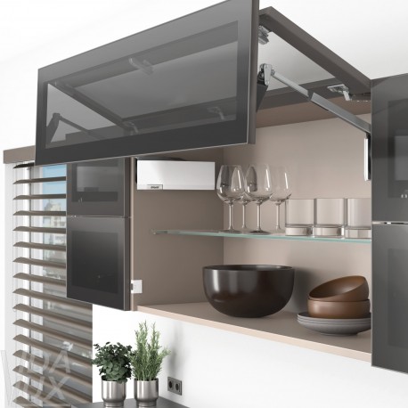 AVENTOS HF top підіймальна система, механізм F25, важіль F39, фасад шир.алюм.проф., білі заглушки, SERVO-DRIVE
