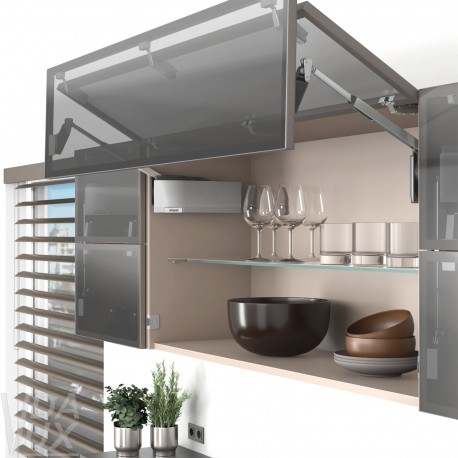 AVENTOS HF top підіймальна система, механізм F25, важіль F32, фасад вуз.алюм.проф., сірі заглушки, SERVO-DRIVE