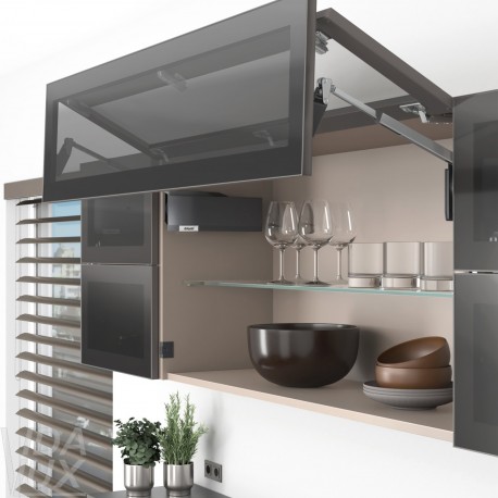 AVENTOS HF top підіймальна система, механізм F25, важіль F39, фасад шир.алюм.проф., темно-сірі заглушки, SERVO-DRIVE