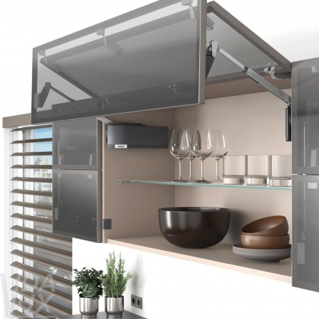 AVENTOS HF top підіймальна система, механізм F25, важіль F32, фасад вуз.алюм.проф., темно-сірі заглушки, SERVO-DRIVE
