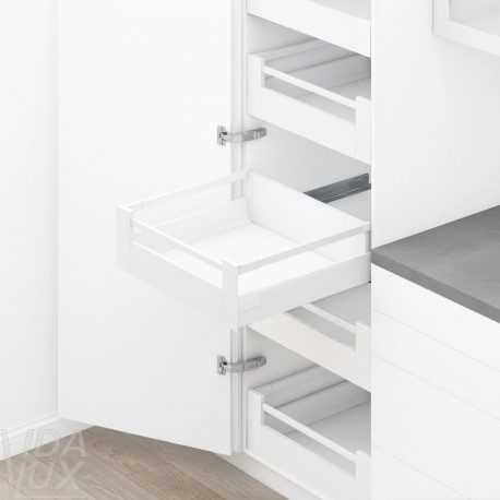 TANDEMBOX antaro SPACE TOWER комплект шухляди C з релінгом, NL&nbsp;650&nbsp;мм, 65&nbsp;кг, BLUMOTION, білий "Шовк"